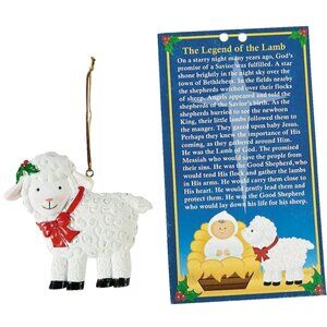 Resin "Legend Of The Lamb" Christmas Ornament With Card  3" x 3"